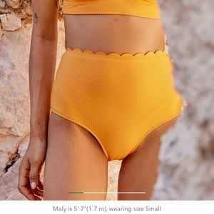 Aerie high waisted scalloped swim bottoms